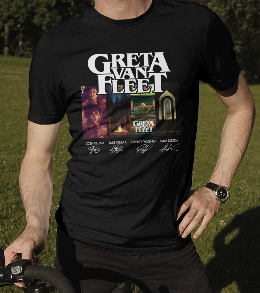 Greta Van Fleet Josh Kiszka Jake Kiszka Danny Wagner Sam Kiszka Signatures T-Shirt