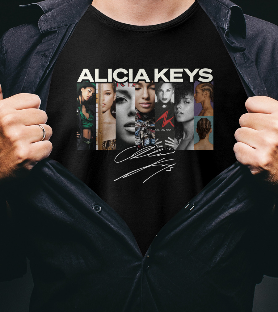 Alicia Keys Girl On Fire Signature Collage T-Shirt