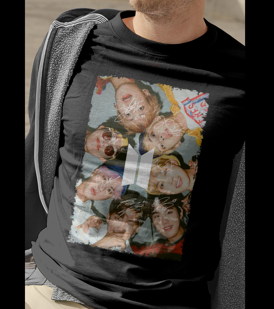 Bts Photo Collage With Autographs T-Shirt