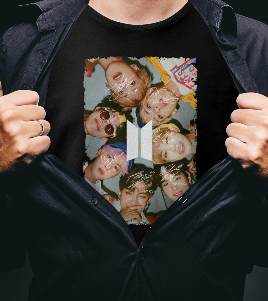 Bts Photo Collage With Autographs T-Shirt