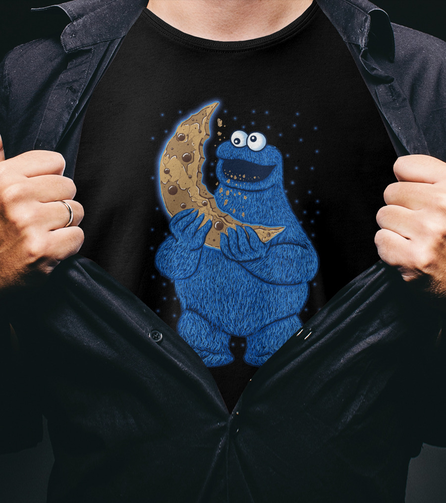 Cookie Monster Eating Moon Cookie T-Shirt