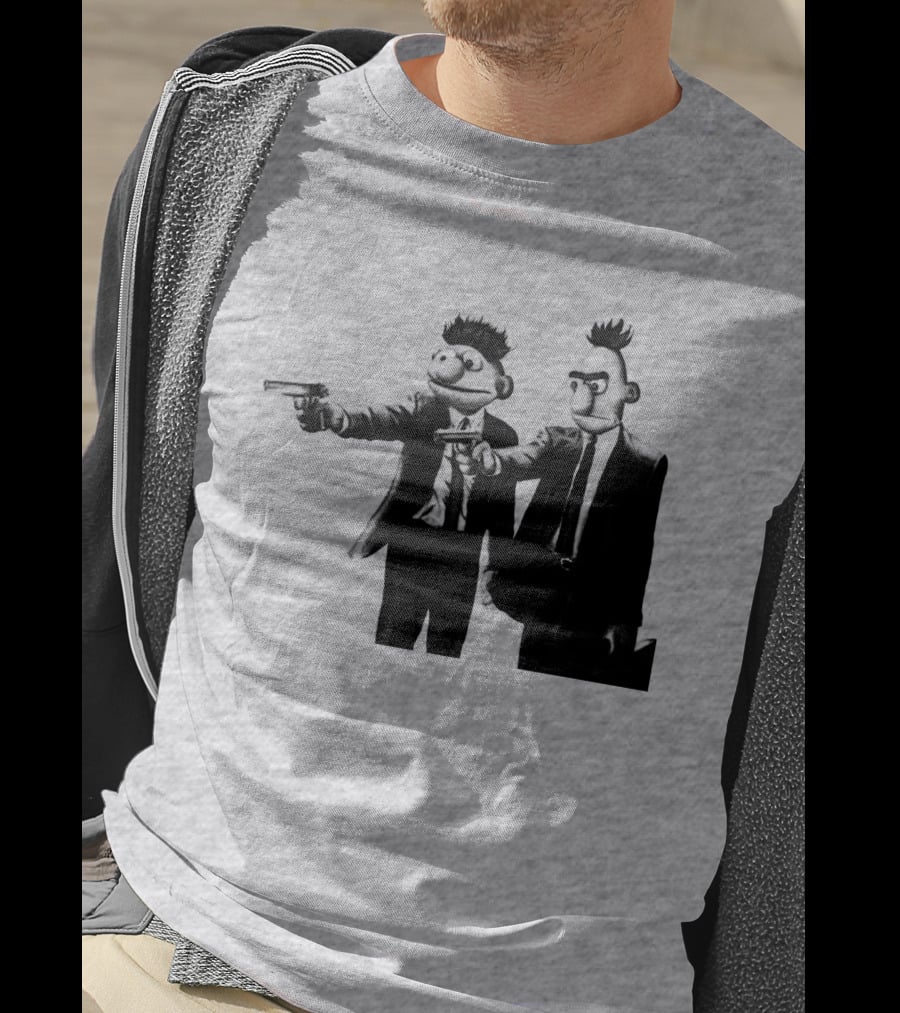 Pulp Fiction Style Characters On Yellow T-Shirt