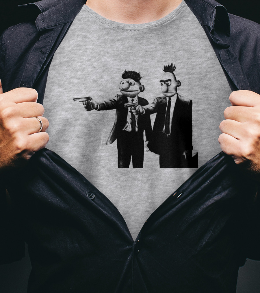 Pulp Fiction Style Characters On Yellow T-Shirt