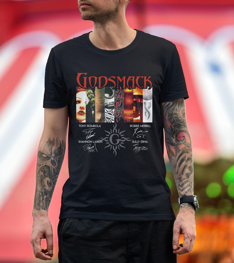 Godsmack Iv Tony Rombola Robbie Merrill Shannon Larkin Sully Erna Signatures T-Shirt