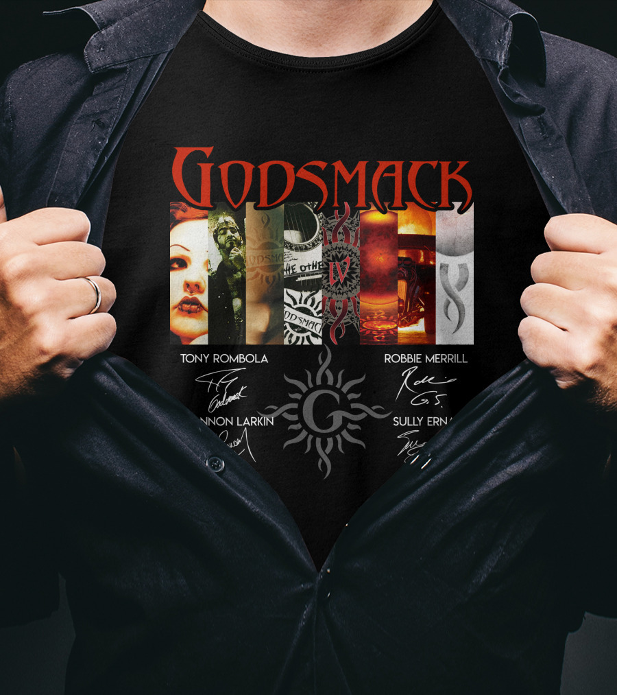 Godsmack Iv Tony Rombola Robbie Merrill Shannon Larkin Sully Erna Signatures T-Shirt