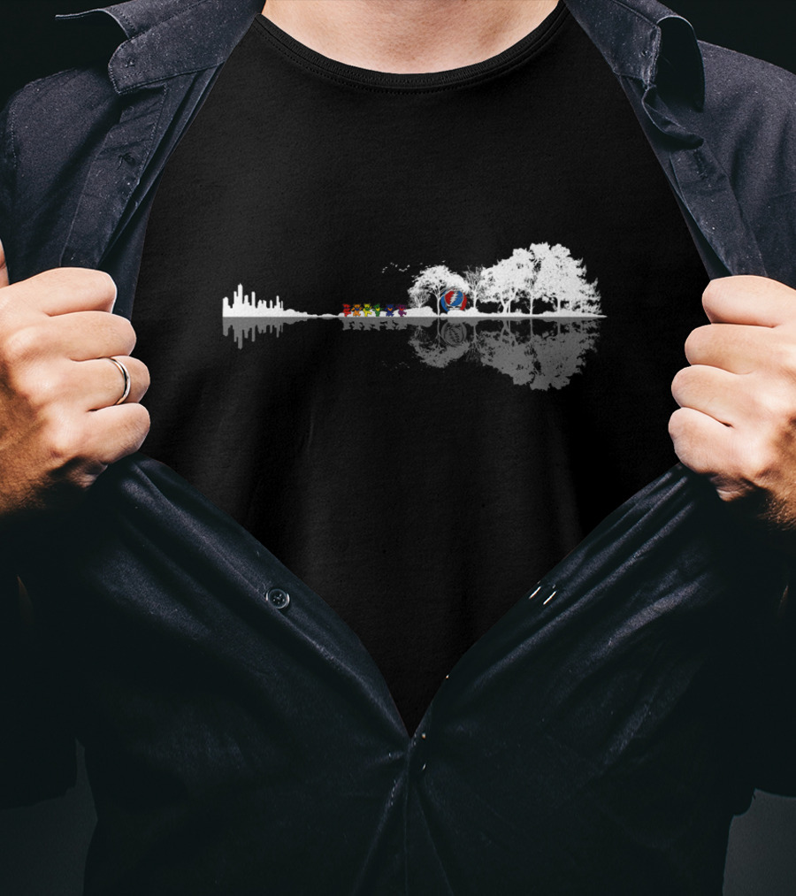 Grateful Dead What A Long Strange Trip It's Been City To Forest Journey With Dancing Bears And Steal Your Face Skull T-Shirt