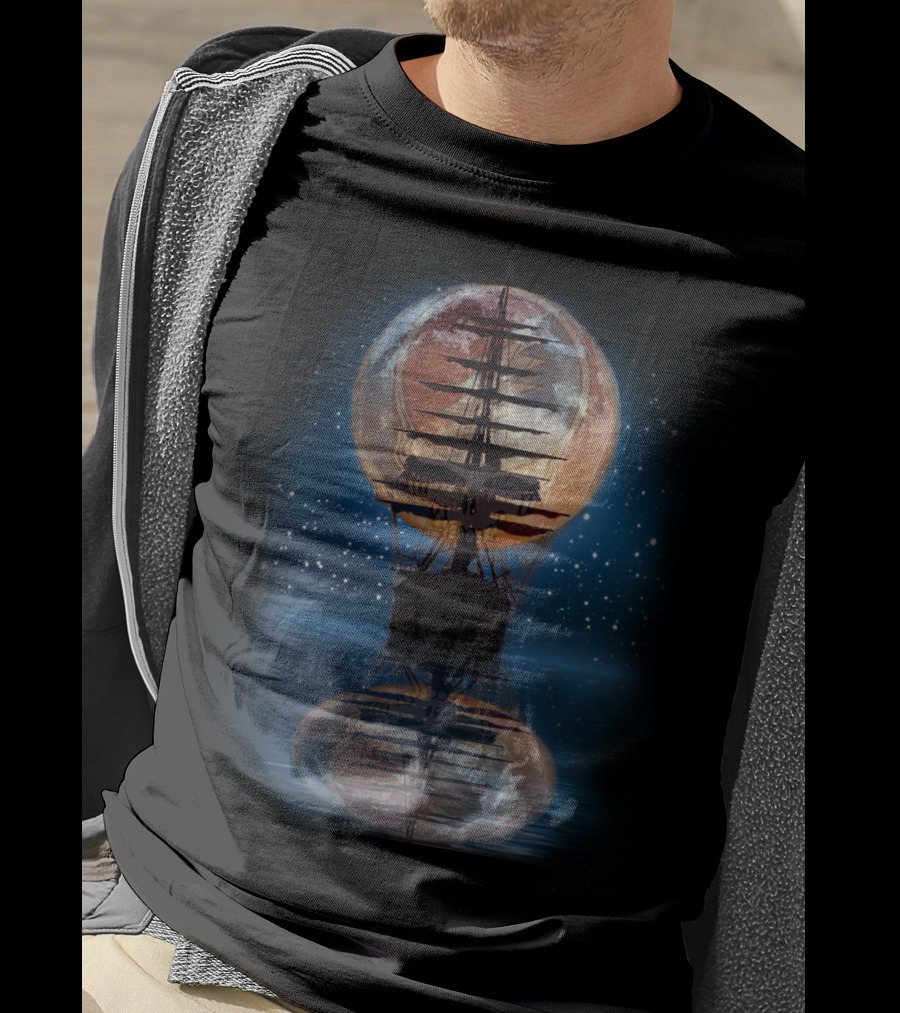 GD ShipofFools Skull Ship Moon Reflection T-Shirt