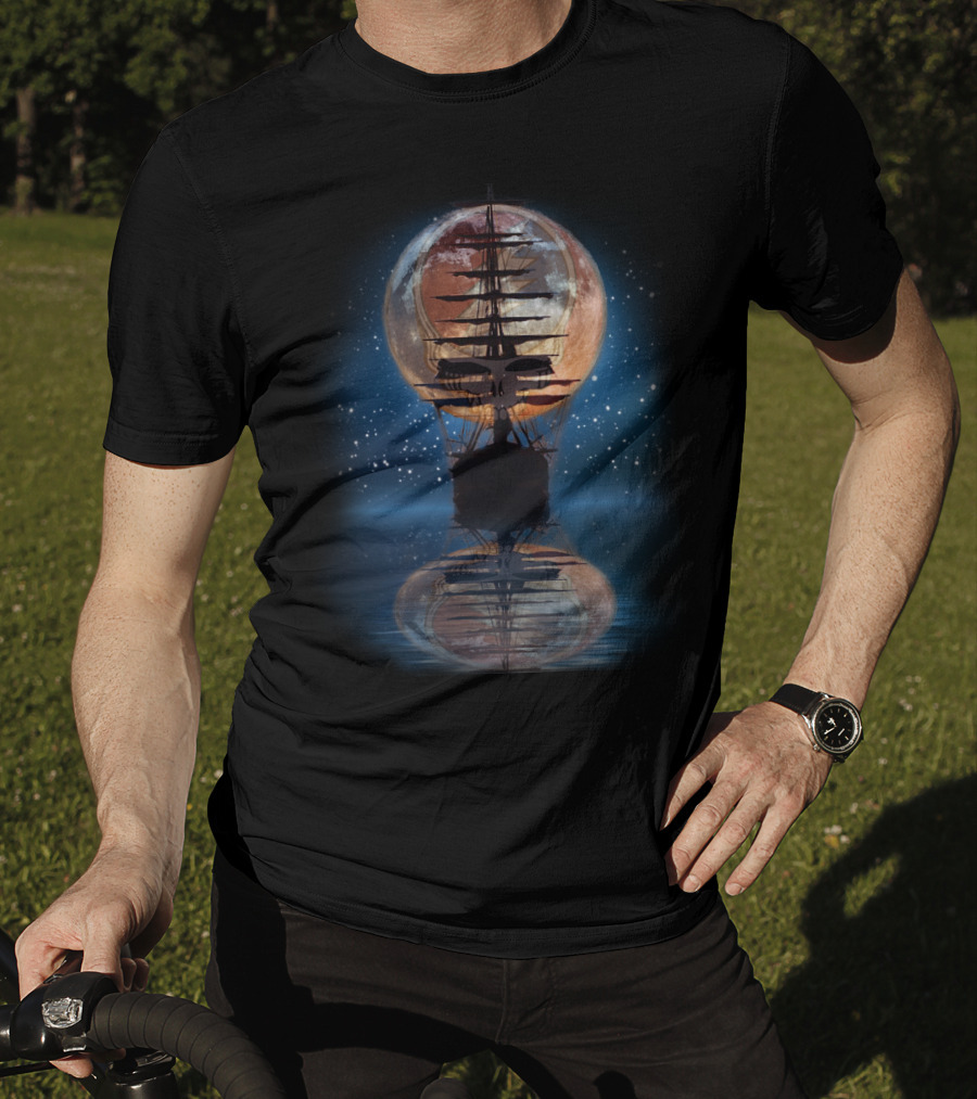 GD ShipofFools Skull Ship Moon Reflection T-Shirt