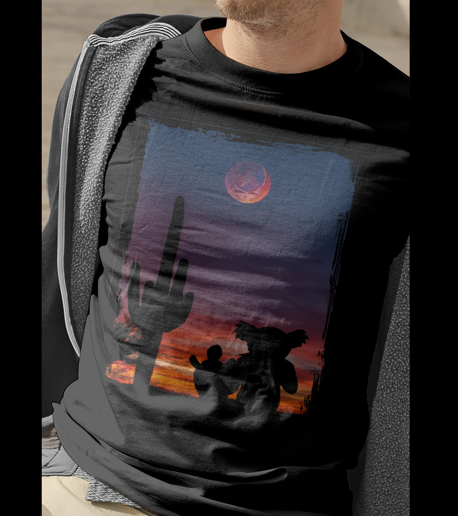 Cactus GD Grateful Dead Bear Desert Silhouette Moon Sunset T-Shirt