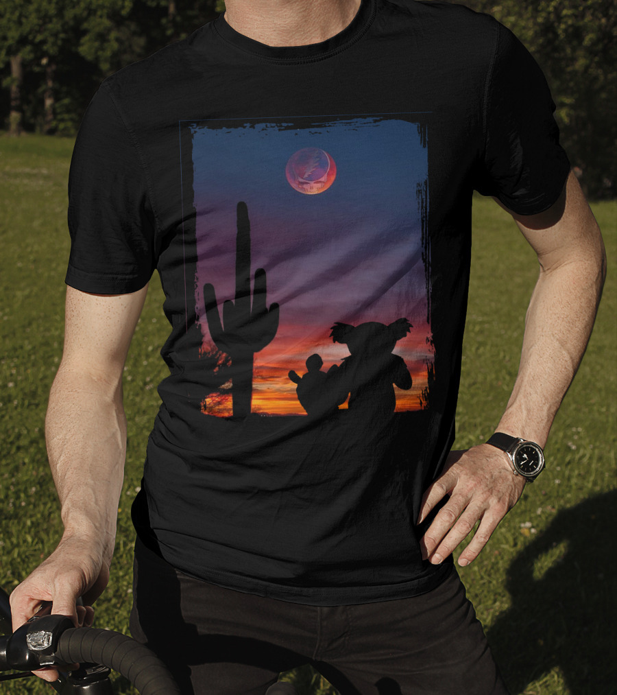 Cactus GD Grateful Dead Bear Desert Silhouette Moon Sunset T-Shirt