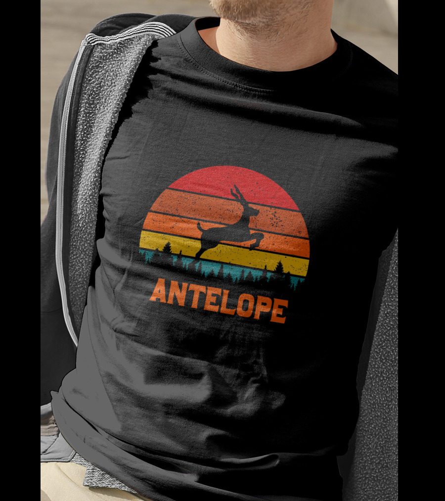 Antelope Sunset Silhouette Forest Scene T-Shirt