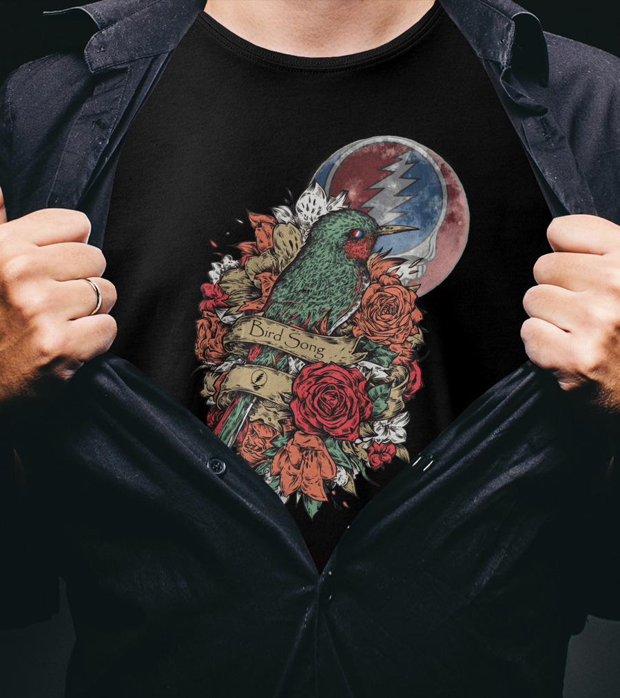 Grateful Dead Steal Your Face Floral Bird Song T-Shirt