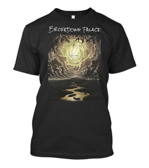 Brokedown Palace Grateful Dead Skull Lightning Flowing River Scene T-Shirt