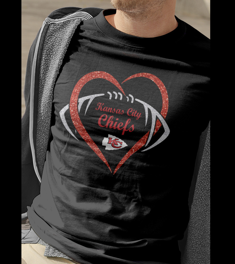Kansas City Chiefs Heart Football T-Shirt