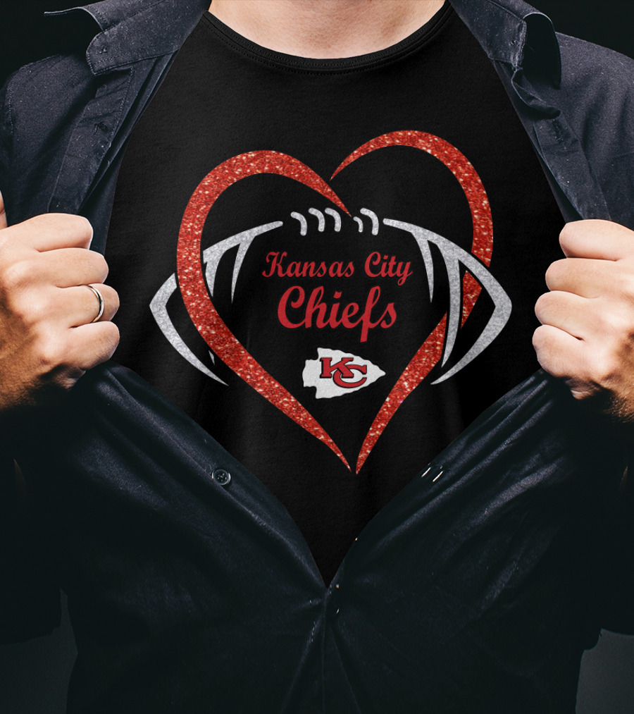 Kansas City Chiefs Heart Football T-Shirt