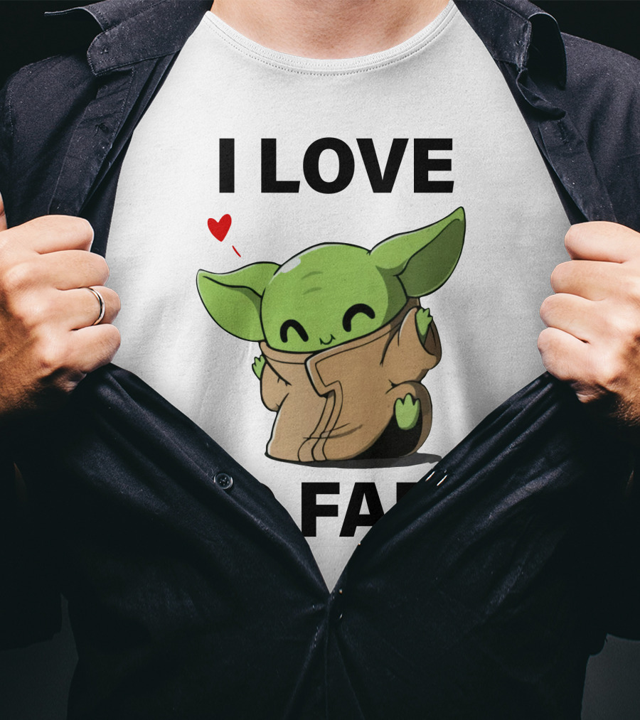 I Love To Fart Baby Yoda Green Alien With Heart T-Shirt
