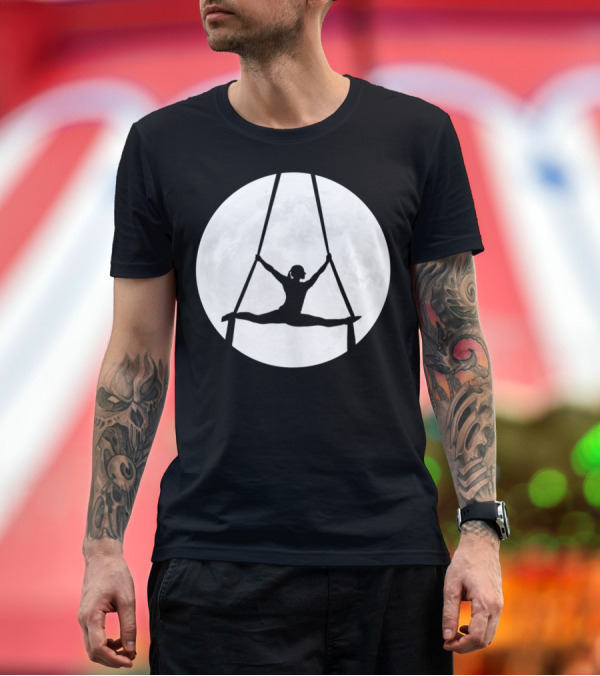Premium T-Shirt: Aerialist Performing Silks Routine in Front of Full Moon T-Shirt Aerialist Performing Silks Routine in Front of Full Moon T-Shirt