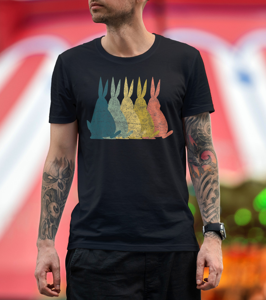 Big Chungus Retro Rainbow Bunny Vintage Sunset Video Game T-Shirt