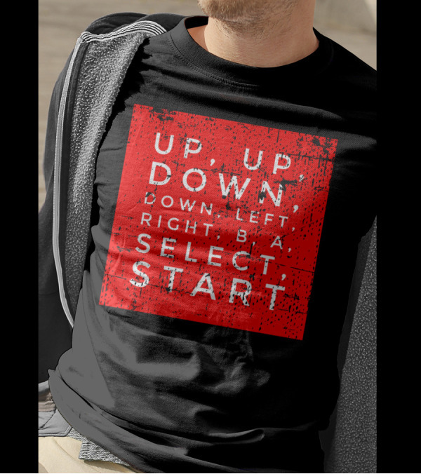 UP UP DOWN DOWN LEFT RIGHT B A SELECT START Classic Video Game Cheat Code Contra T-Shirt