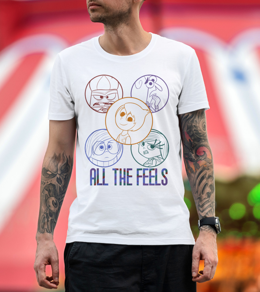 Disney Pixar Inside Out Characters in Colorful Circle Frames All The Feels T-Shirt