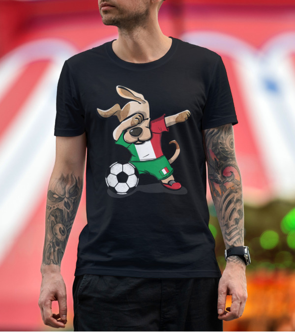Premium T-Shirt: Dog Dabbing Italian Soccer Italy Jersey T-Shirt Dog Dabbing Italian Soccer Italy Jersey T-Shirt