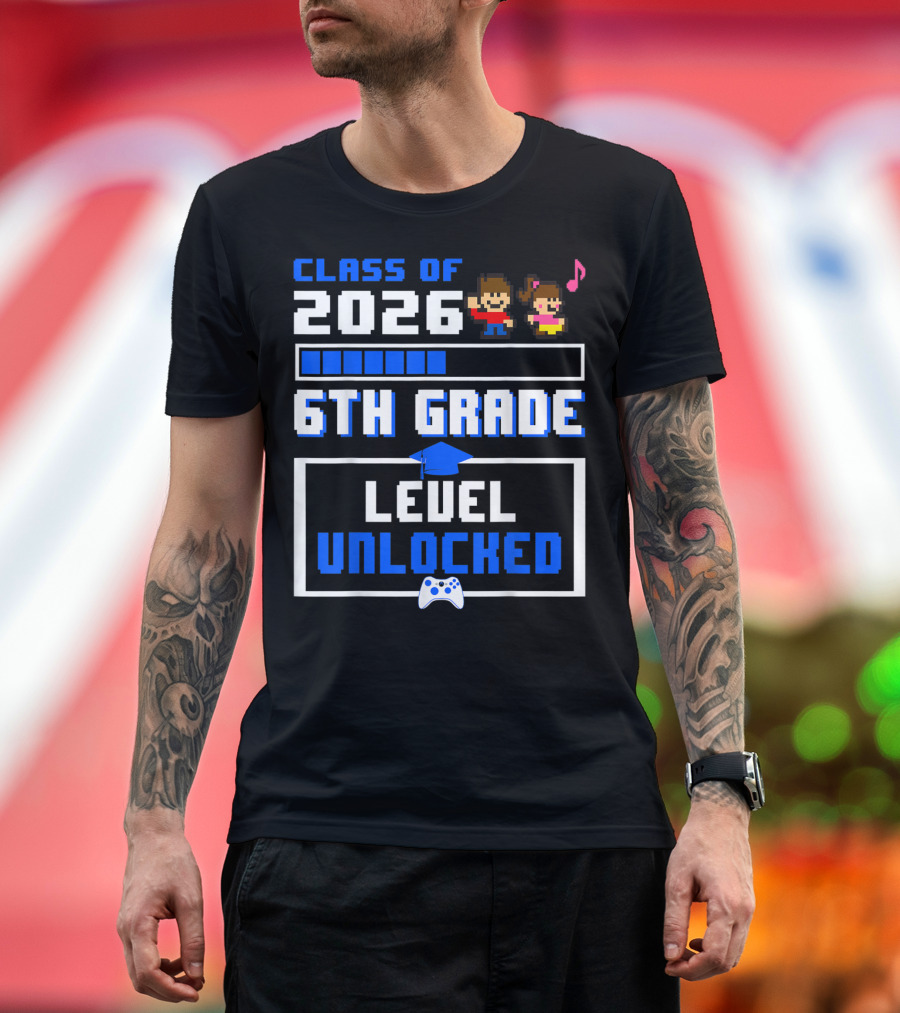 Class of 2026 6th Grade Level Unlocked Video Games T-Shirt