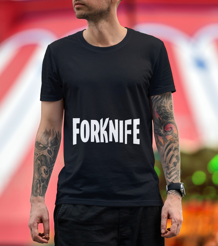 Forknife Funny Video Games Parody Joke Graphic Fork and Knife T-Shirt