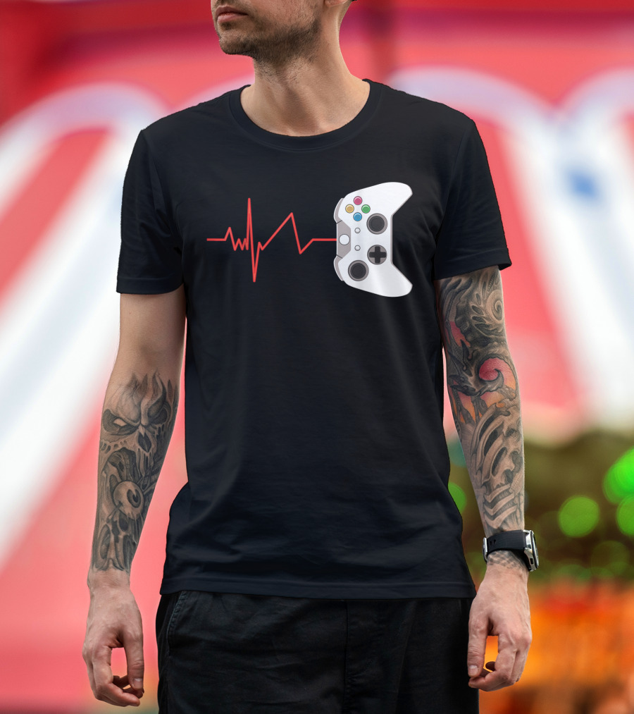 Gamer Heartbeat Video Game Controller Design for Game Lover T-Shirt