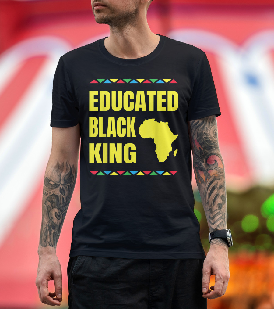 Educated Black King African Pride Map Symbol Colors T-Shirt