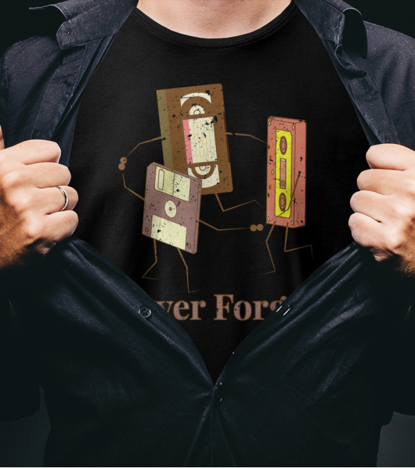 Never Forget Floppy Disk Video Cassette Audio Tape Nostalgia T-Shirt