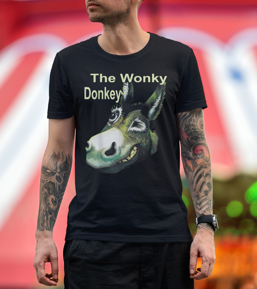 The Wonky Donkey Winking Cartoon Donkey Face T-Shirt