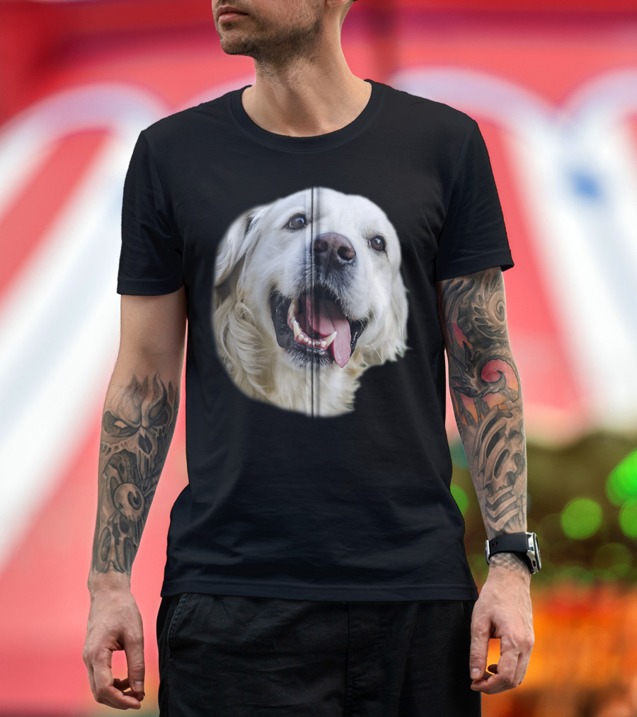 Golden Retriever Face with Zipper Effect T-Shirt