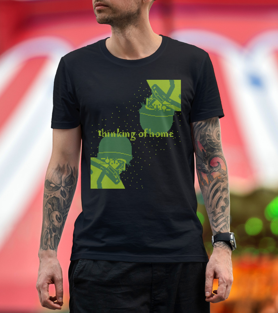 Thinking of Home Pixel Art Space Reflection T-Shirt