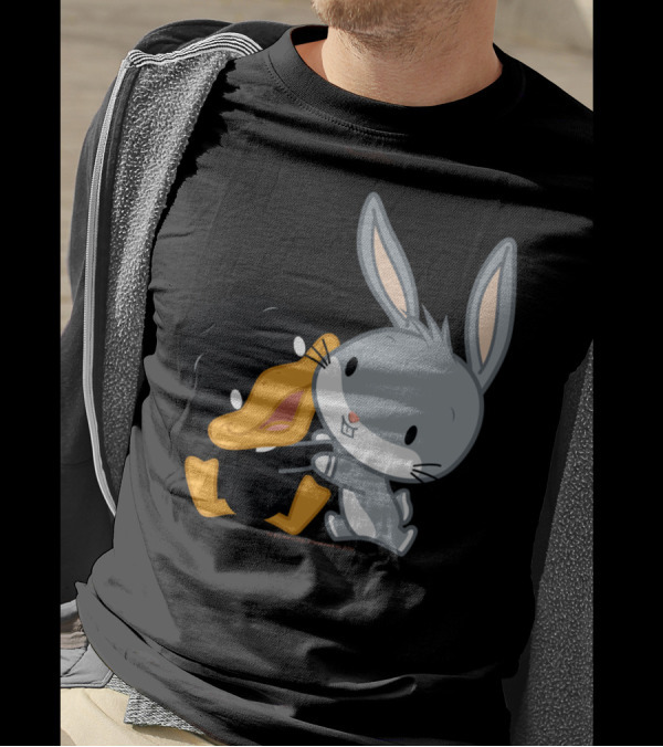 Looney Tunes Bugs Bunny And Daffy Duck Chibi Hug T-Shirt