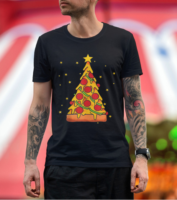 Premium T-Shirt: Pizza Christmas Tree Christmas Crustmas Pepperoni Stars T-Shirt Pizza Christmas Tree Christmas Crustmas Pepperoni Stars T-Shirt