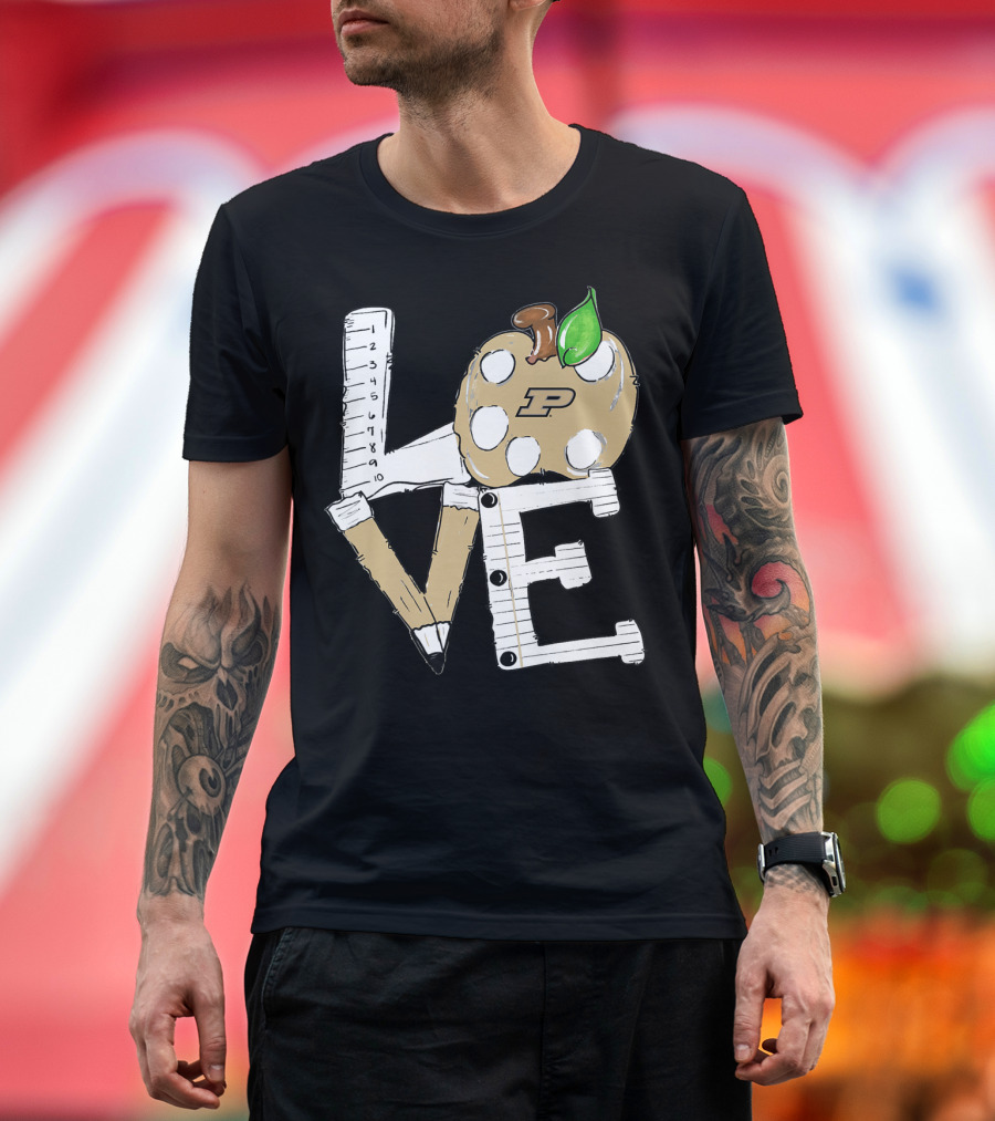 Purdue Boilermakers Love Apple Palette Pencil Ruler T-Shirt