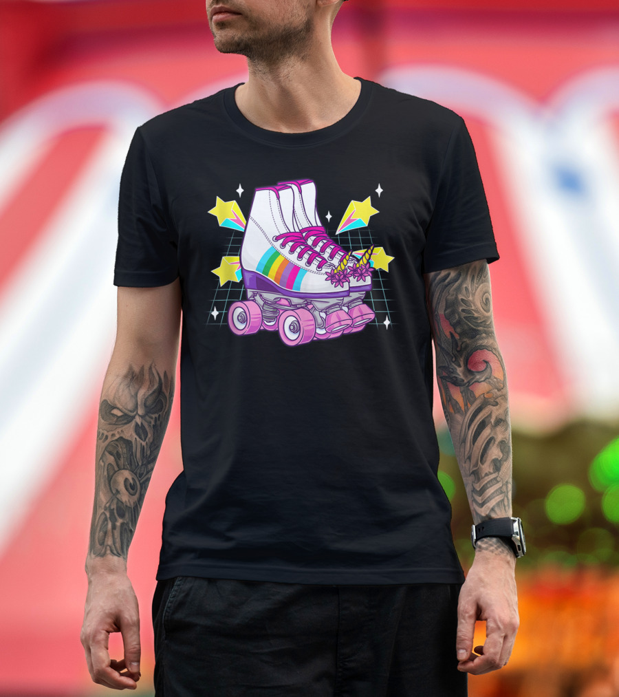 80's Roller Skating Unicorn Party Fun T-Shirt
