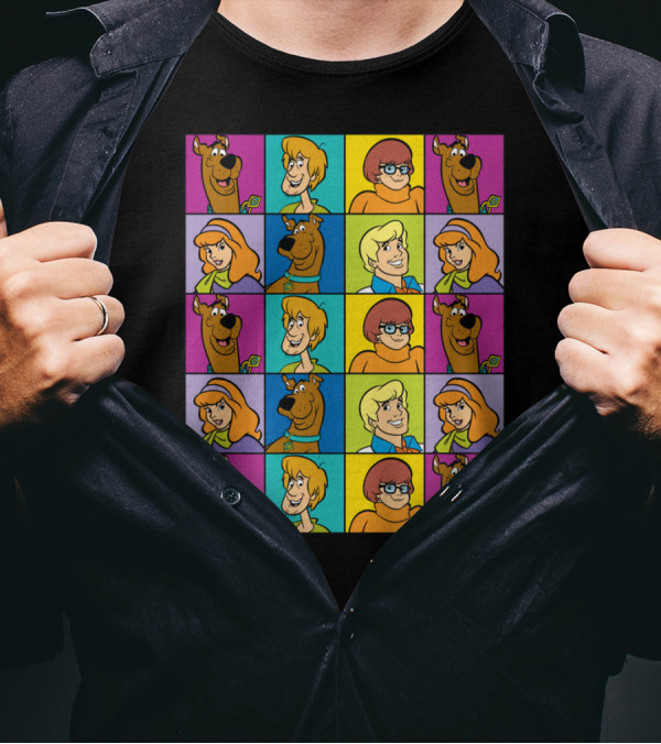 Scooby-Doo Meddling Squares Gang Colorful Grid T-Shirt