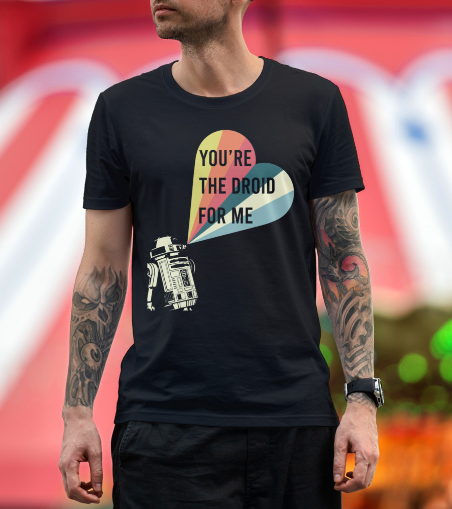 Star Wars You're the Droid for Me R2D2 Striped Heart Retro T-Shirt