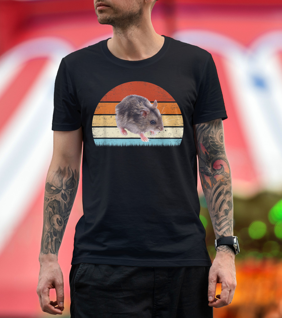 Retro Sunset Vintage Rat Animal Lover Zookeeper T-Shirt