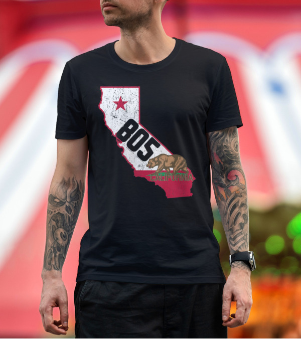 Premium T-Shirt: California Bear Flag Santa Barbara Area Code 805 T-Shirt California Bear Flag Santa Barbara Area Code 805 T-Shirt