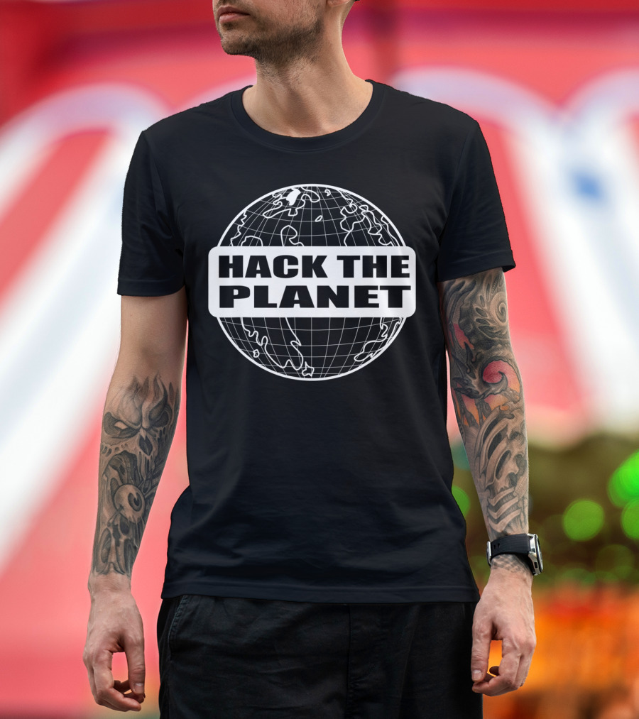HACK THE PLANET COMPUTER NERD HACKER GLOBE ICONIC T-Shirt