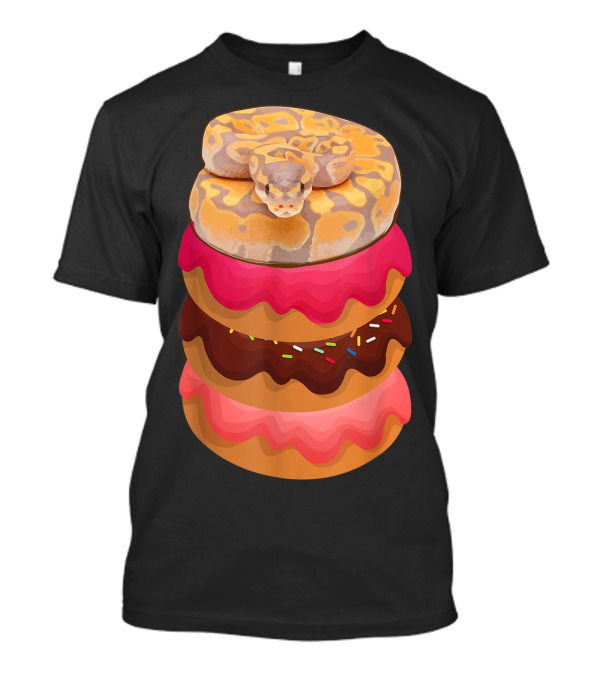 UNIQUE FUNNY BALL PYTHON SNAKES LOVE DONUTS STACKED SWEET TREAT T-Shirt