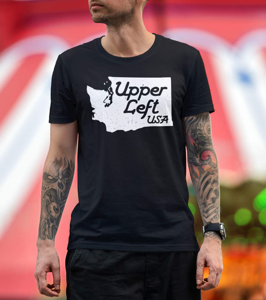 Upper Left USA Pacific Northwest PNW Washington State Map T-Shirt