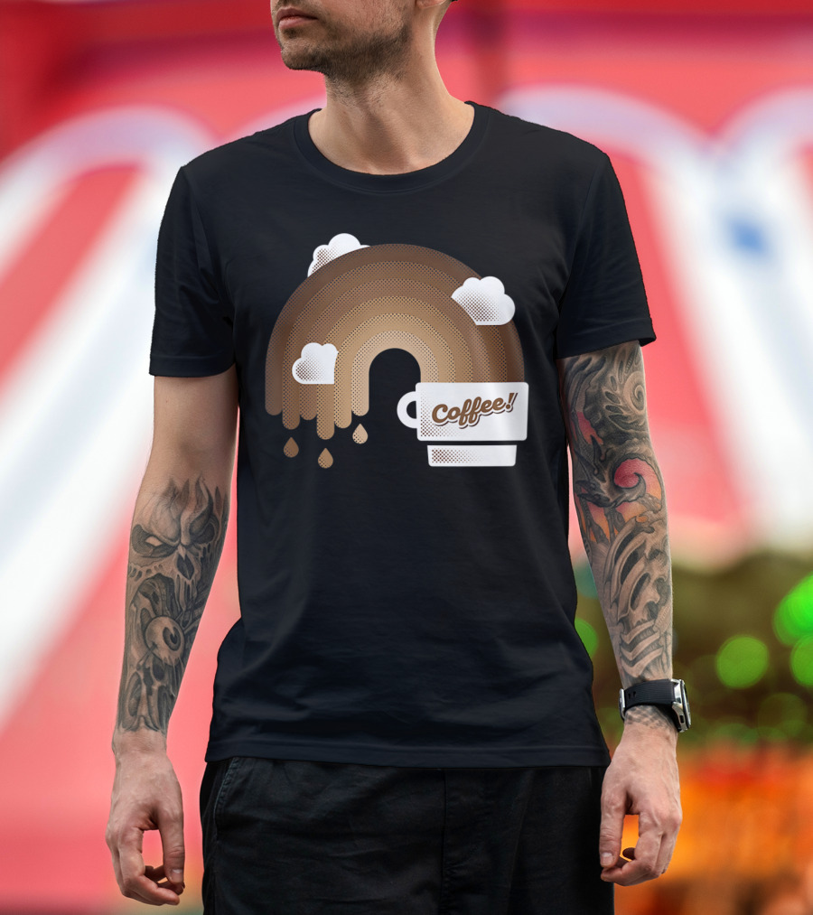 Coffee Rainbow with Cream Clouds Cup Drips T-Shirt