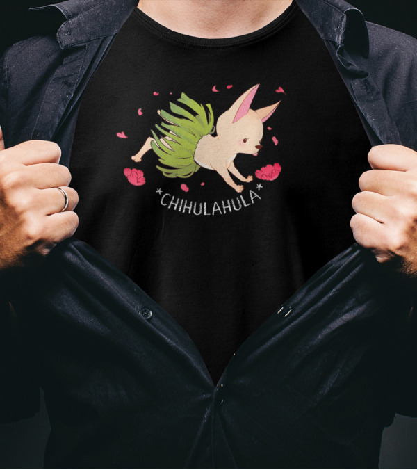 Chihulahula Cute Chihuahua Hula Skirt Fun By ZEVITREES T-Shirt
