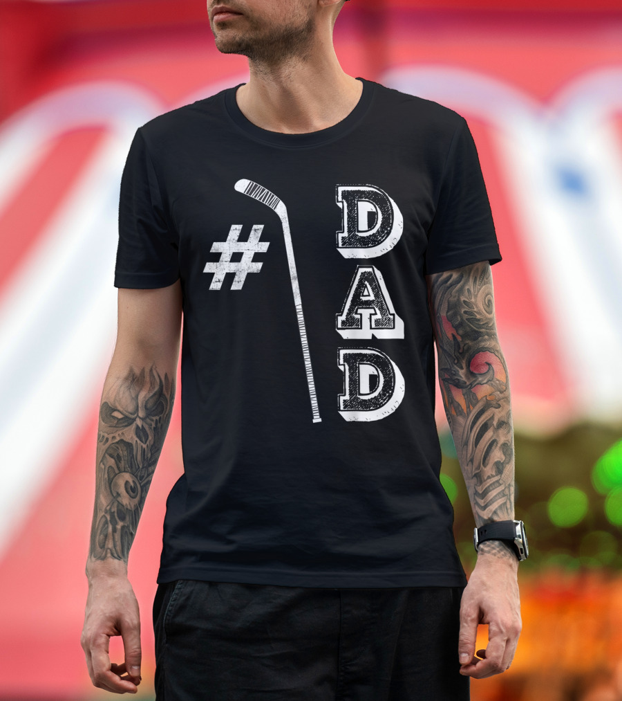 1 Dad Papa Number One Ice Hockey Dad T-Shirt