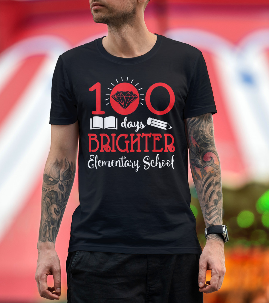 100 Days Brighter Diamond Book Pencil Elementary School T-Shirt