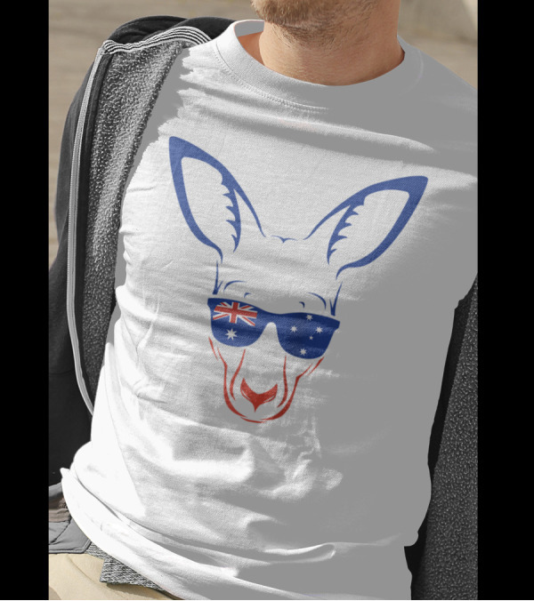 Kangaroo Wearing Australian Flag Sunglasses Patriotic Symbol Aussie T-Shirt