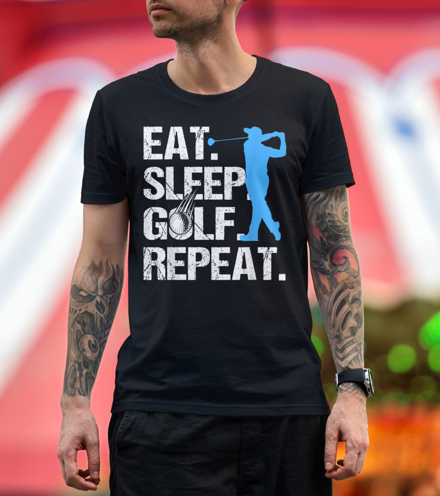 Eat Sleep Golf Repeat Funny Golfer Silhouette Golfing Icons T-Shirt